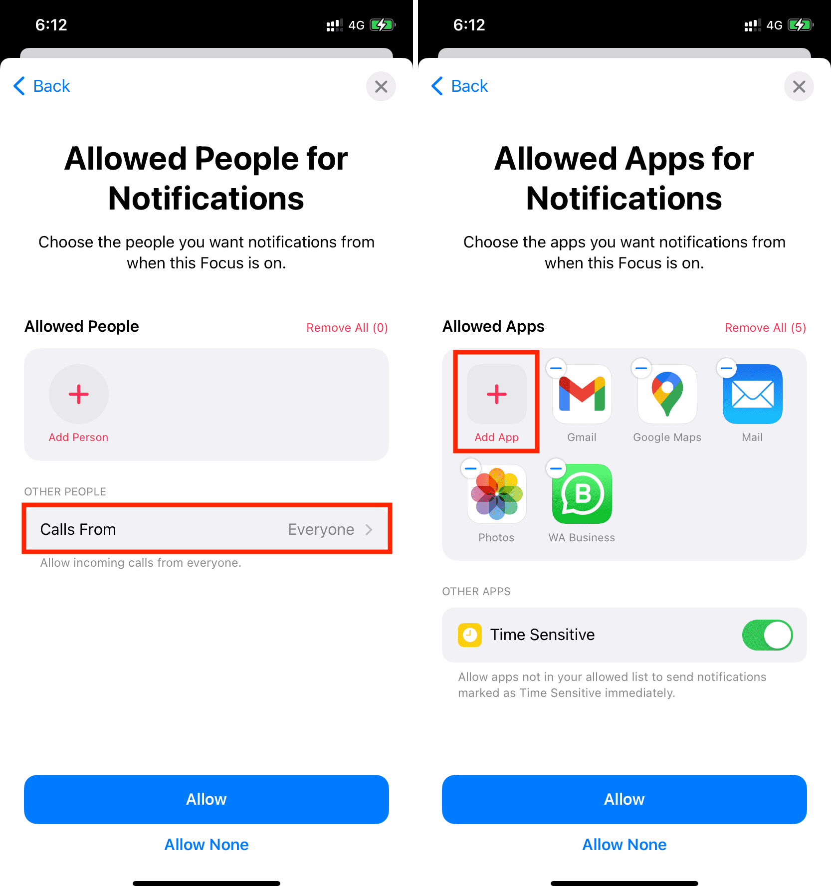 Allow calls and notifications during Focus