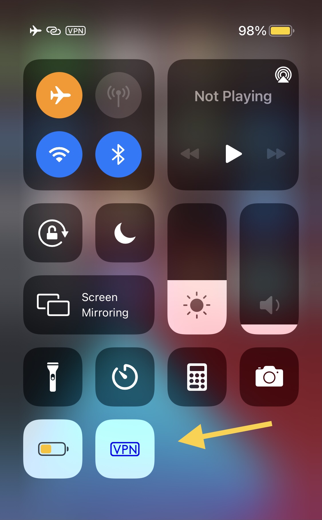CCVPN toggle for Control Center.