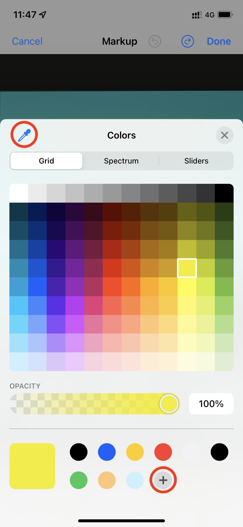 Color Markup tool on iPhone