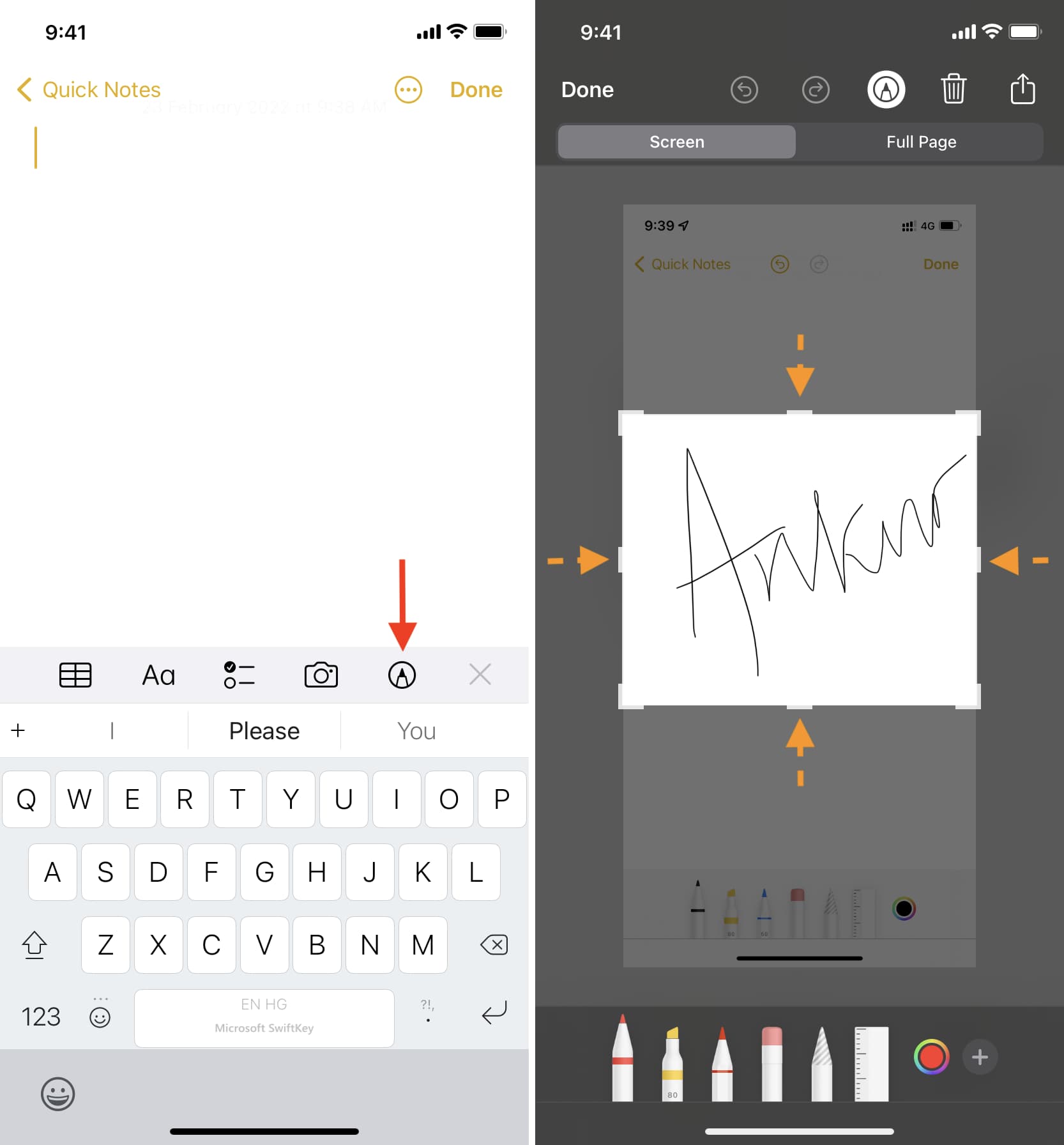 Create signature using iPhone or iPad Notes app