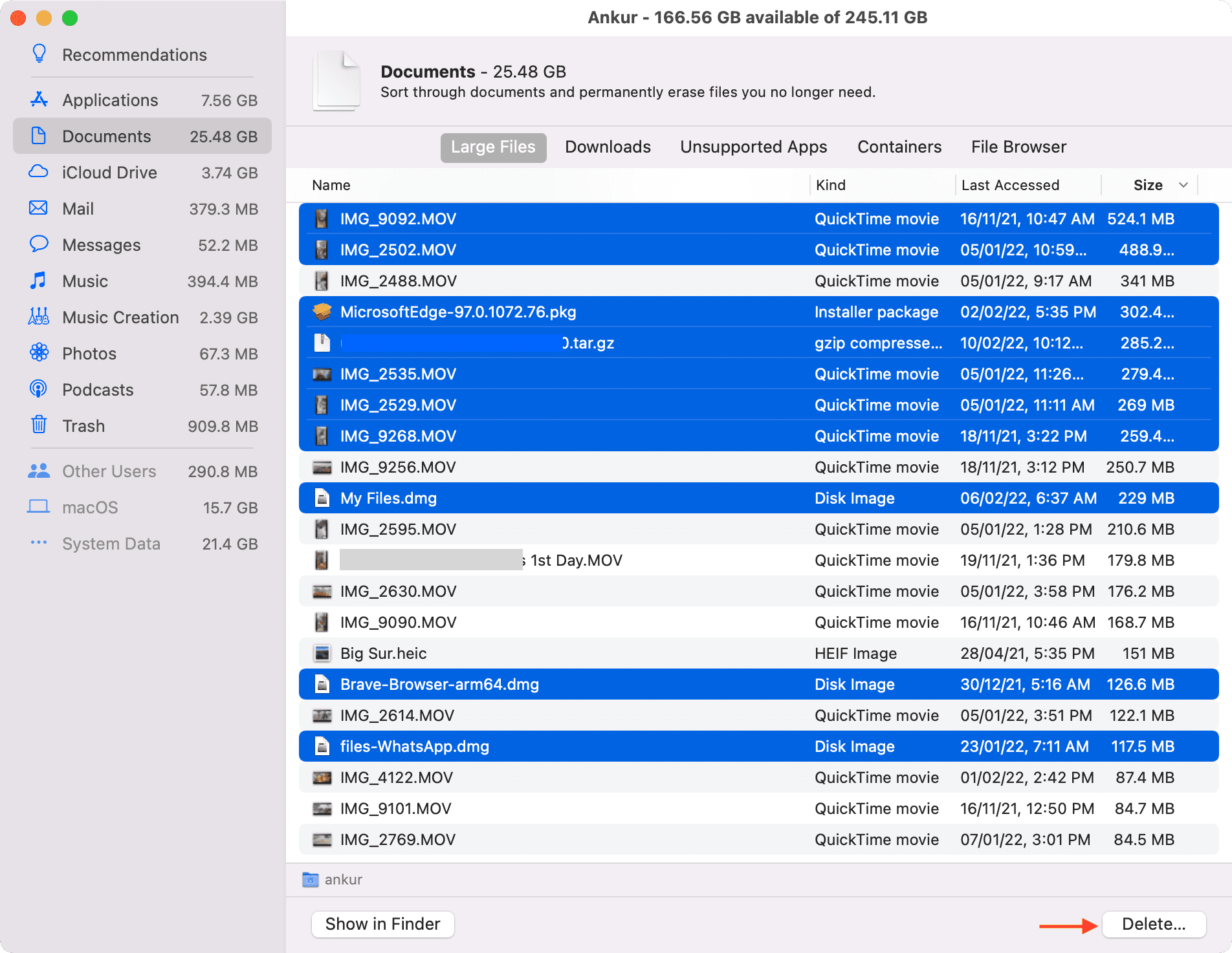 Delete Large Files on Mac