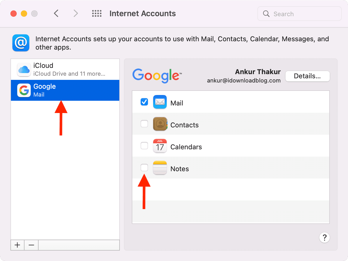 Disable other cloud notes account on Mac