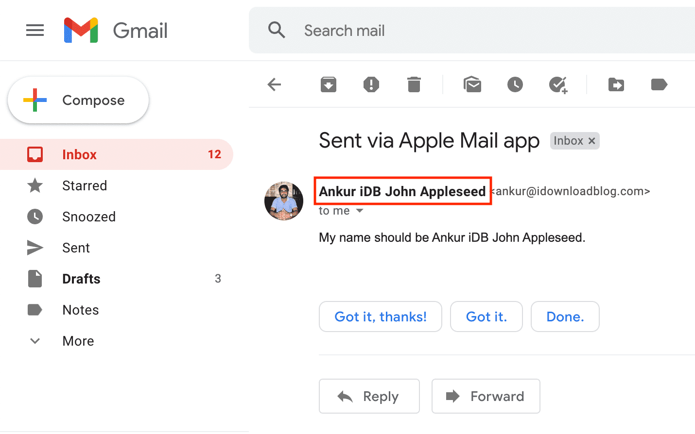 Email name changed successfully