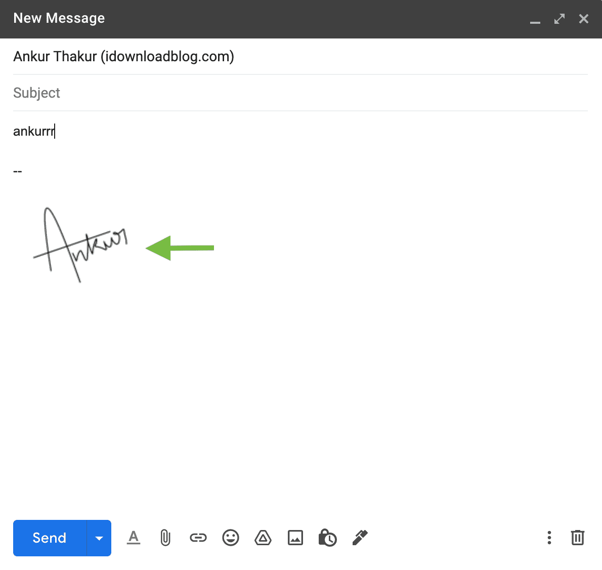 Email with handwritten signature image