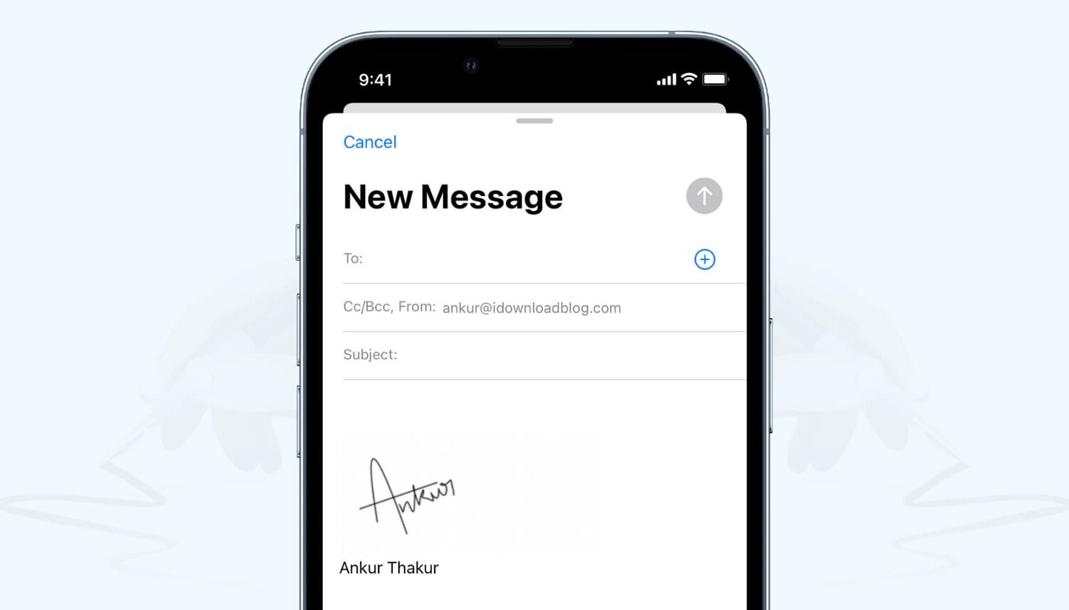 Handwritten email signature in Gmail and Mail app on iPhone
