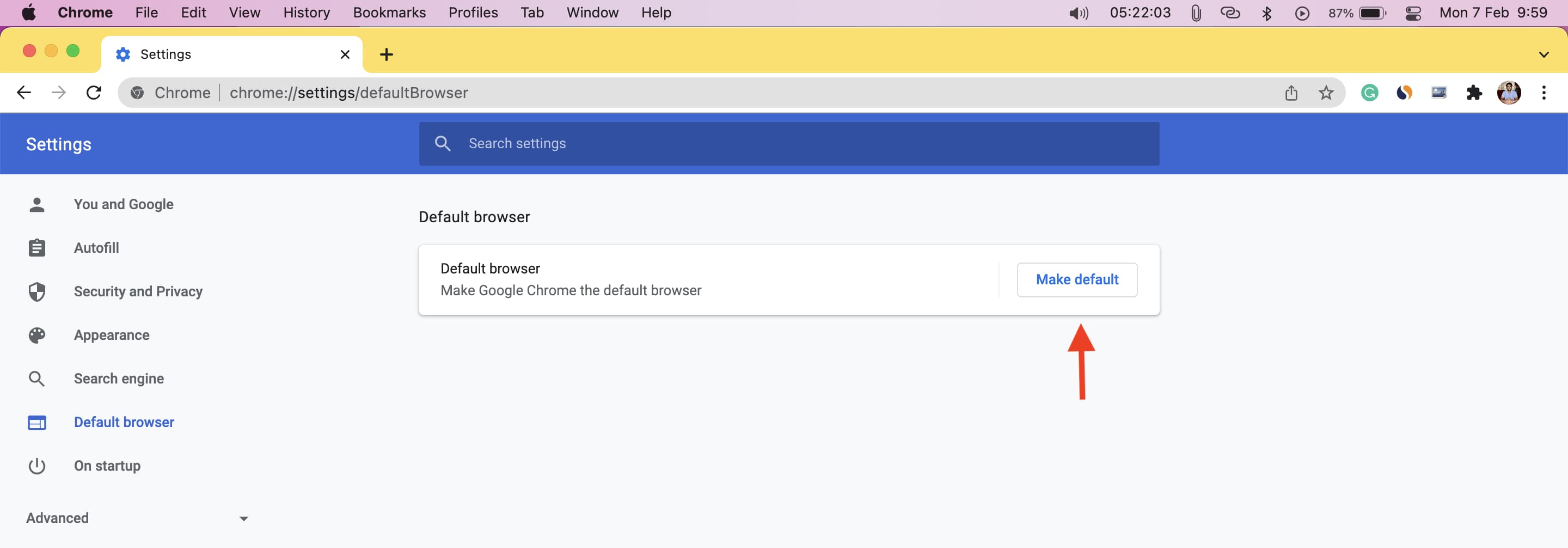 Make Google Chrome the default browser on Mac