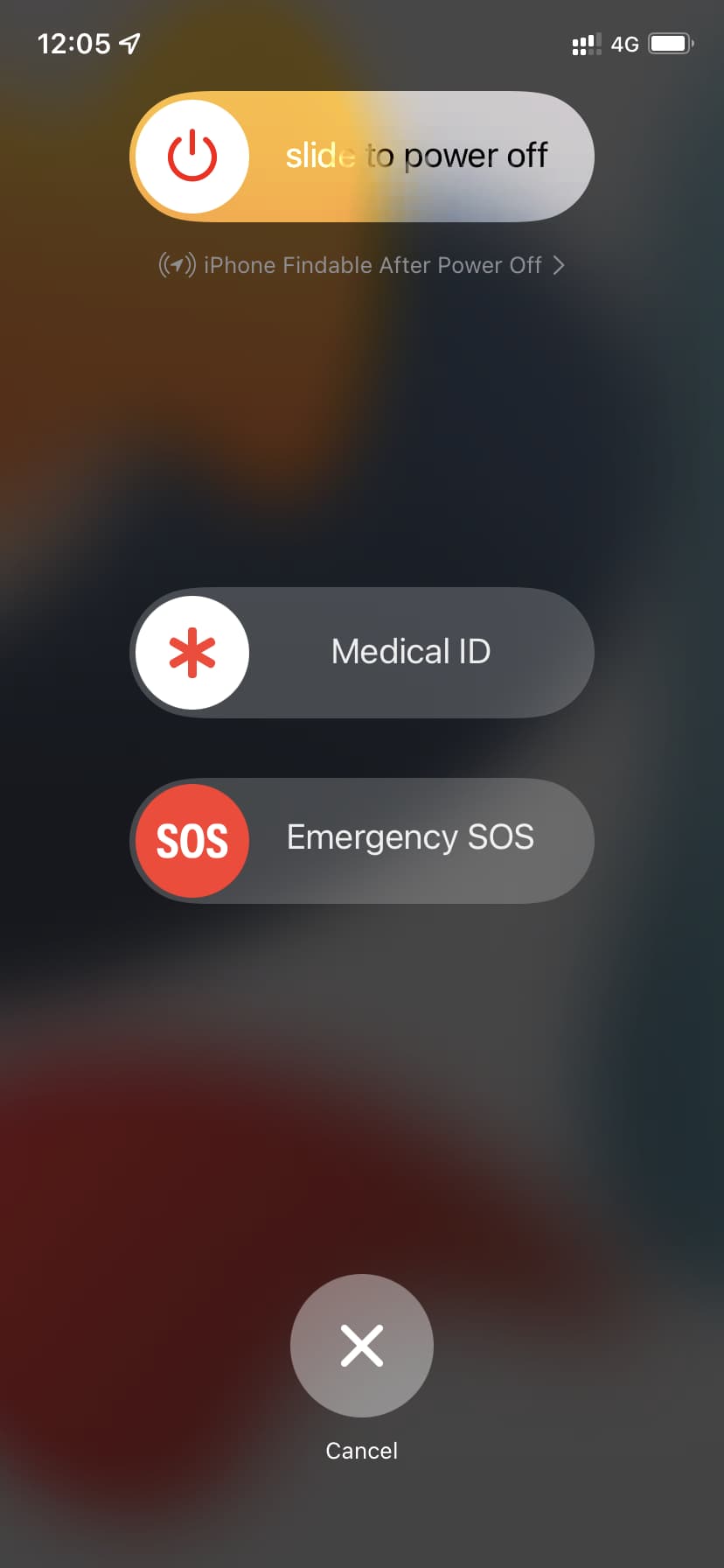 Medical ID on iPhone power off screen