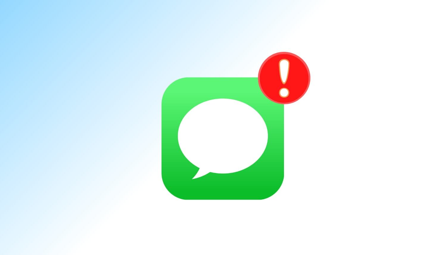Messages app with red exclamation mark