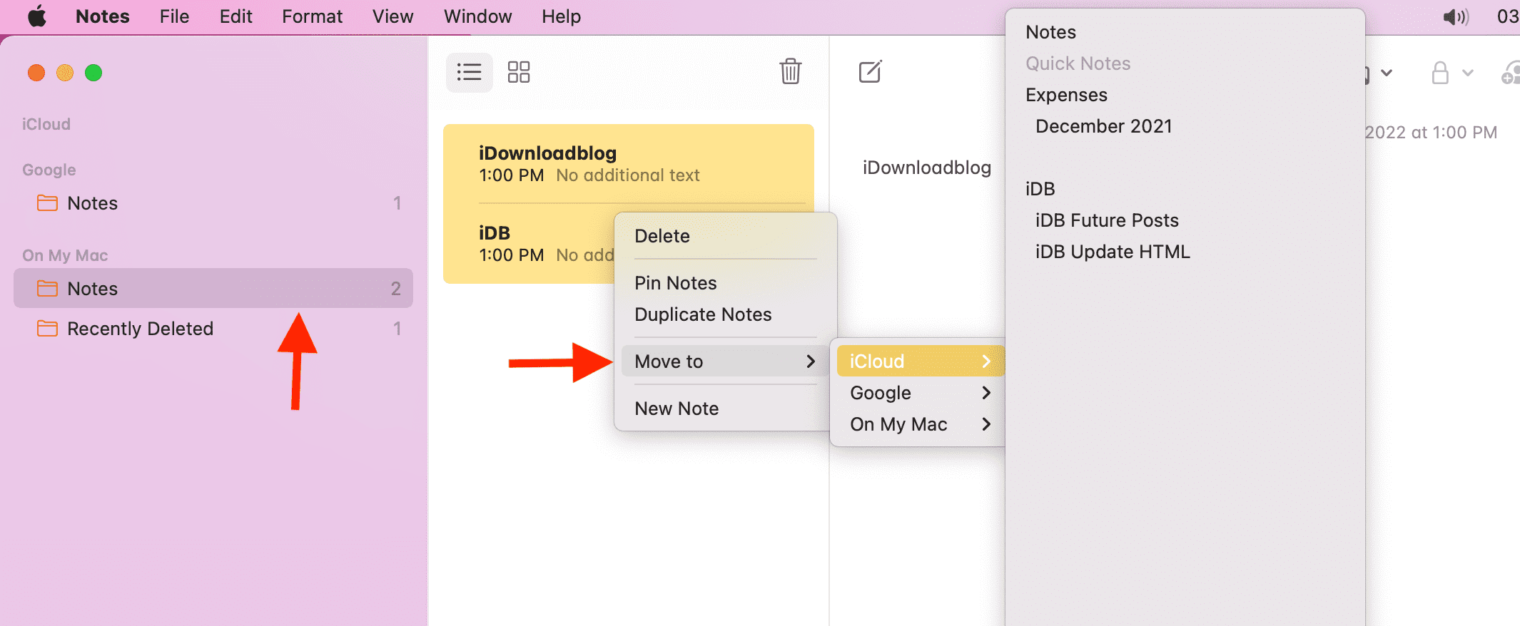 Move On My Mac notes to iCloud