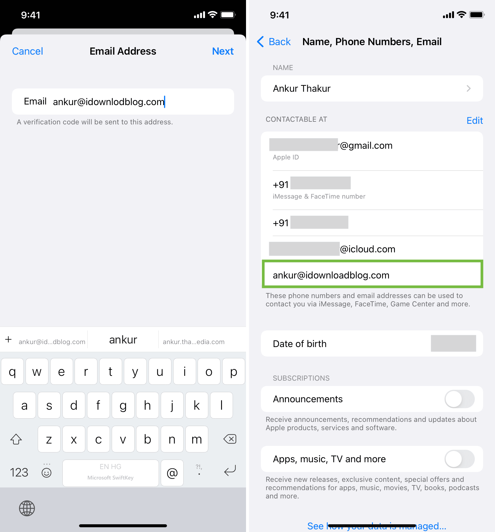 New Email Address added to Apple ID