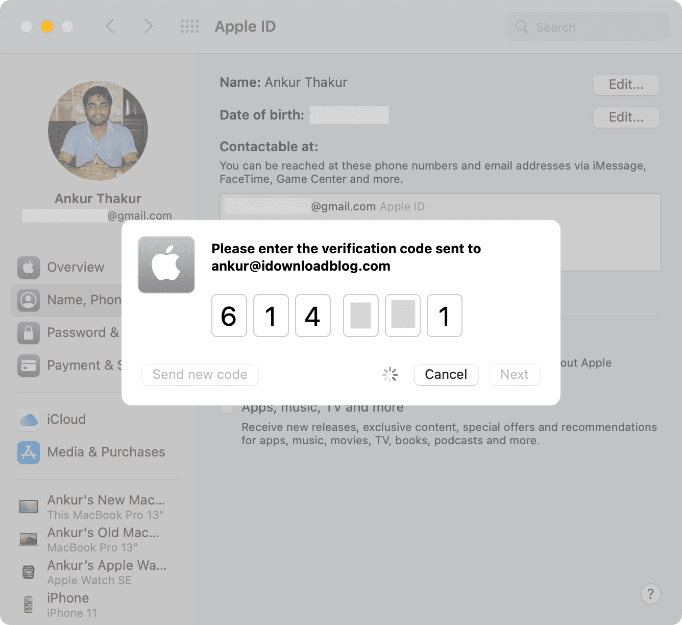 New email added to Apple ID Mac