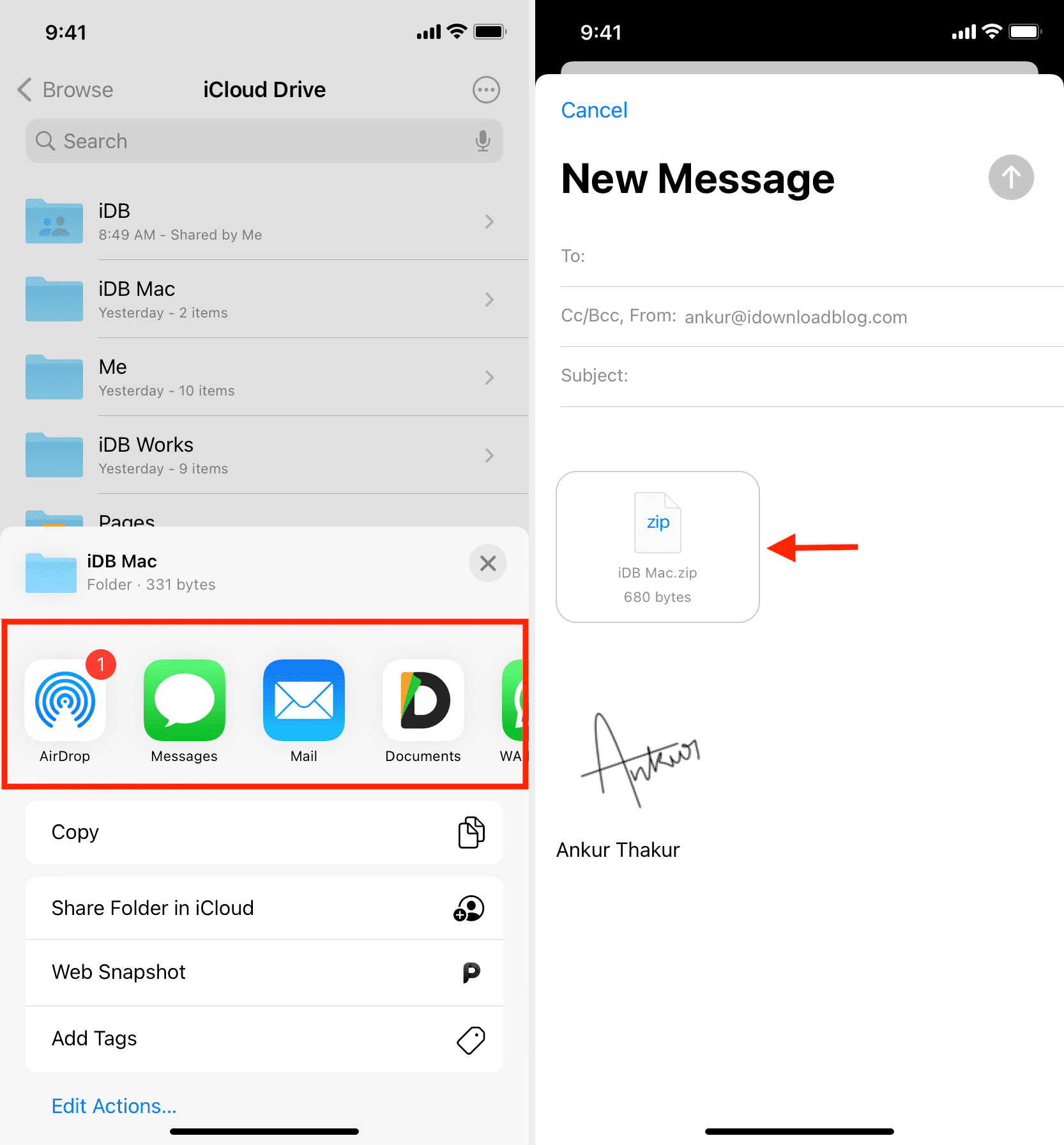 Normal folder sharing in Files app on iPhone