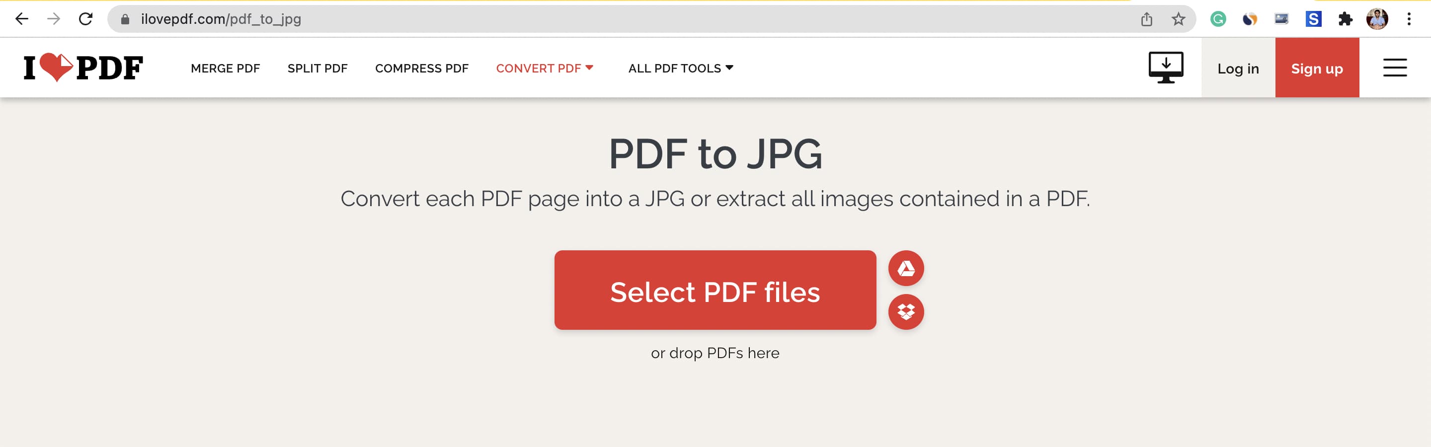 PDF to JPG using iLovePDF