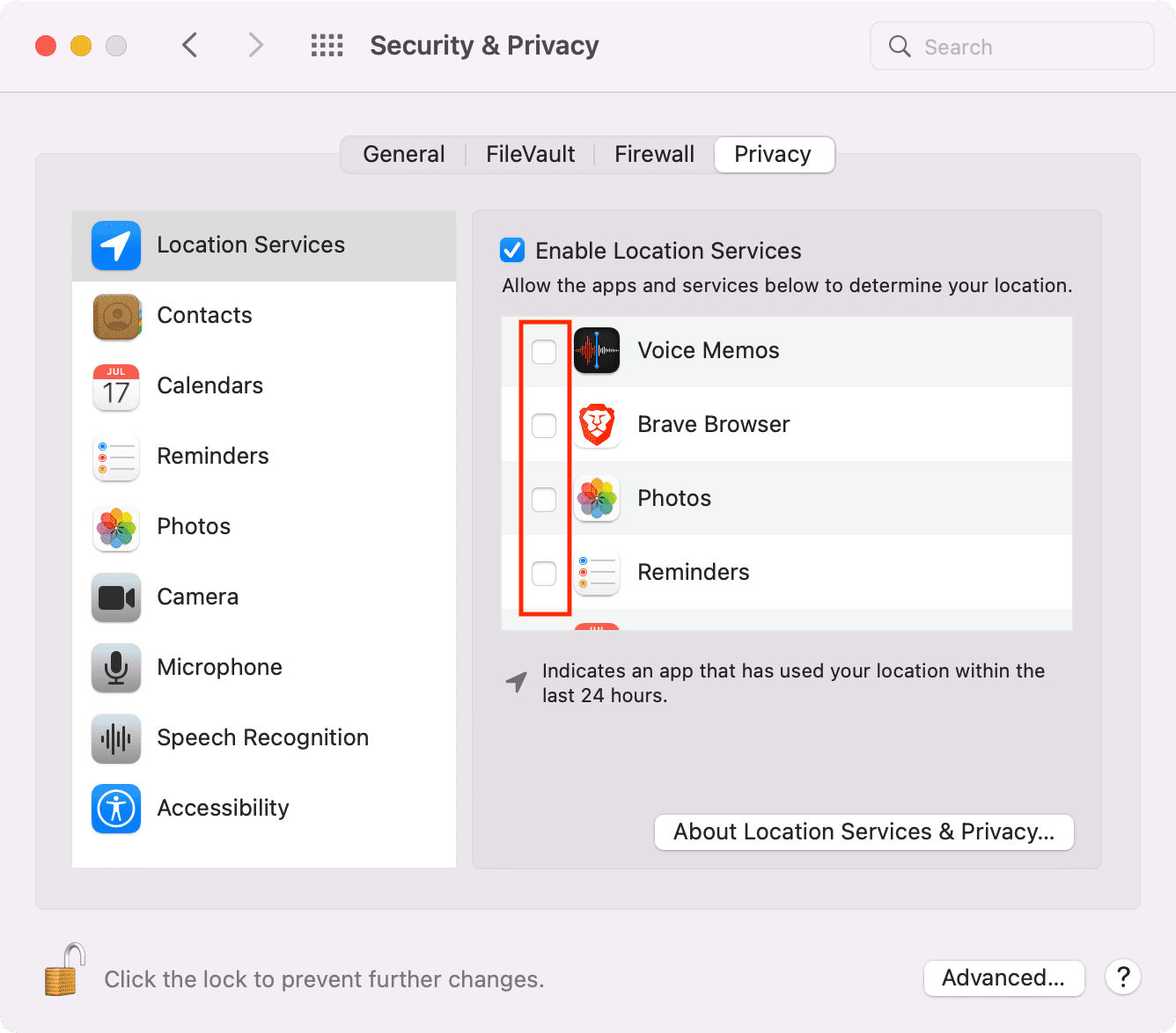 Turn off app location access on MacBook to increase battery life