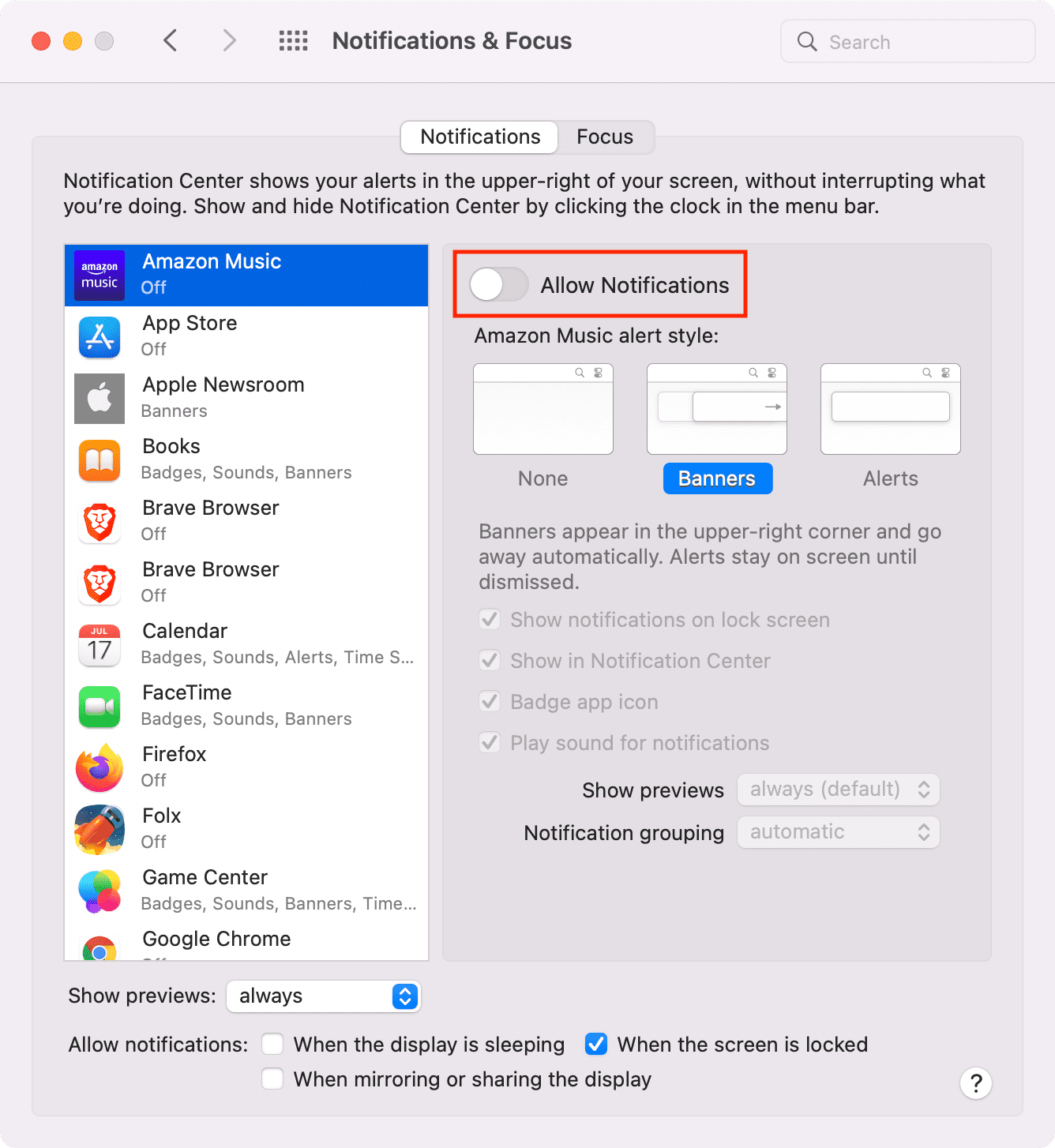 Turn off app notifications on Mac to extend battery life