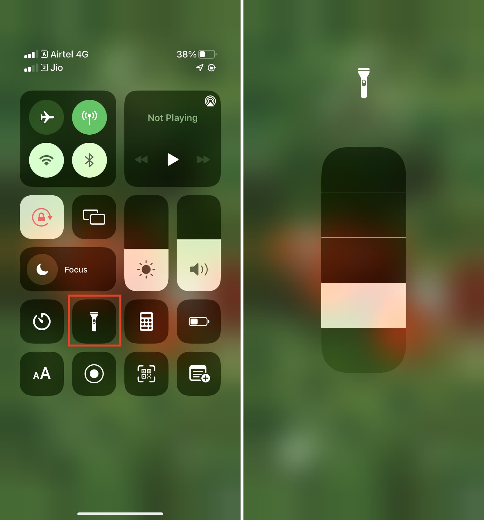 Use iPhone flashlight at a low level to save battery