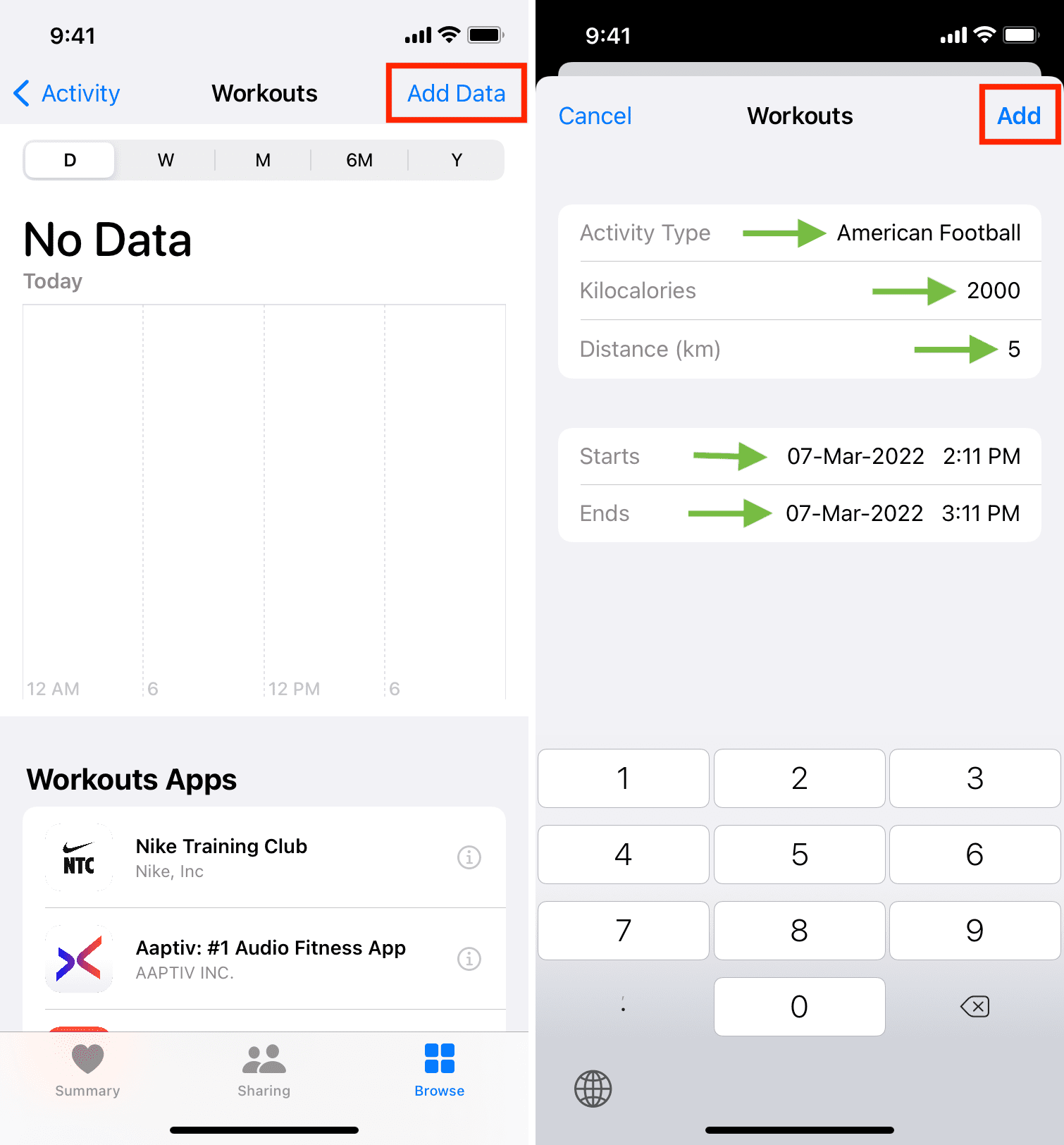 Manually add workout data to close rings on iPhone and Apple Watch