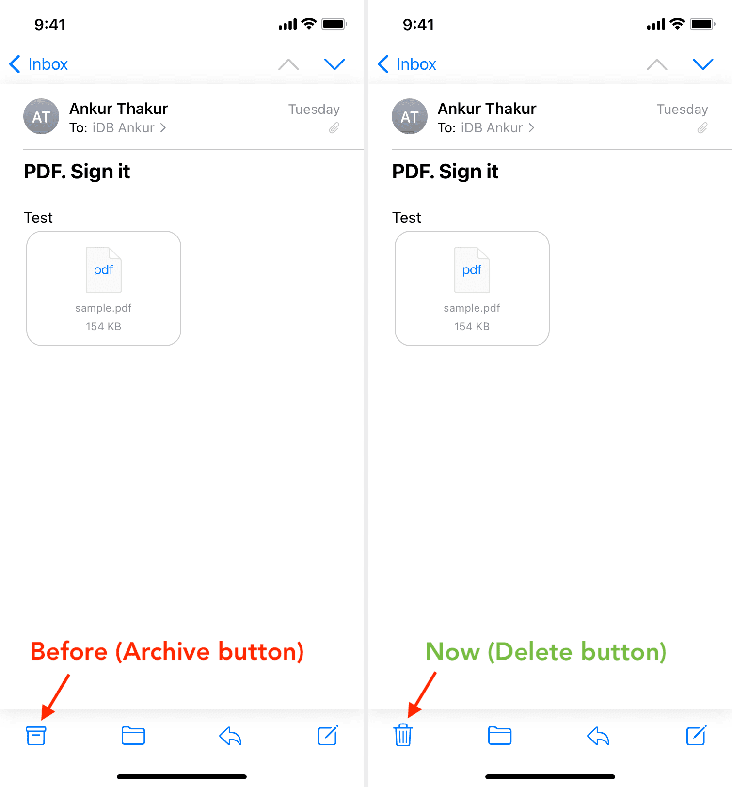 Archive replaced by delete in iOS Mail app