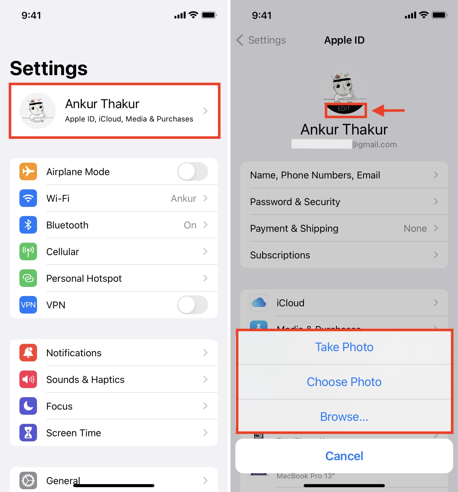 Change your iCloud Profile Picture using Settings app on iPhone