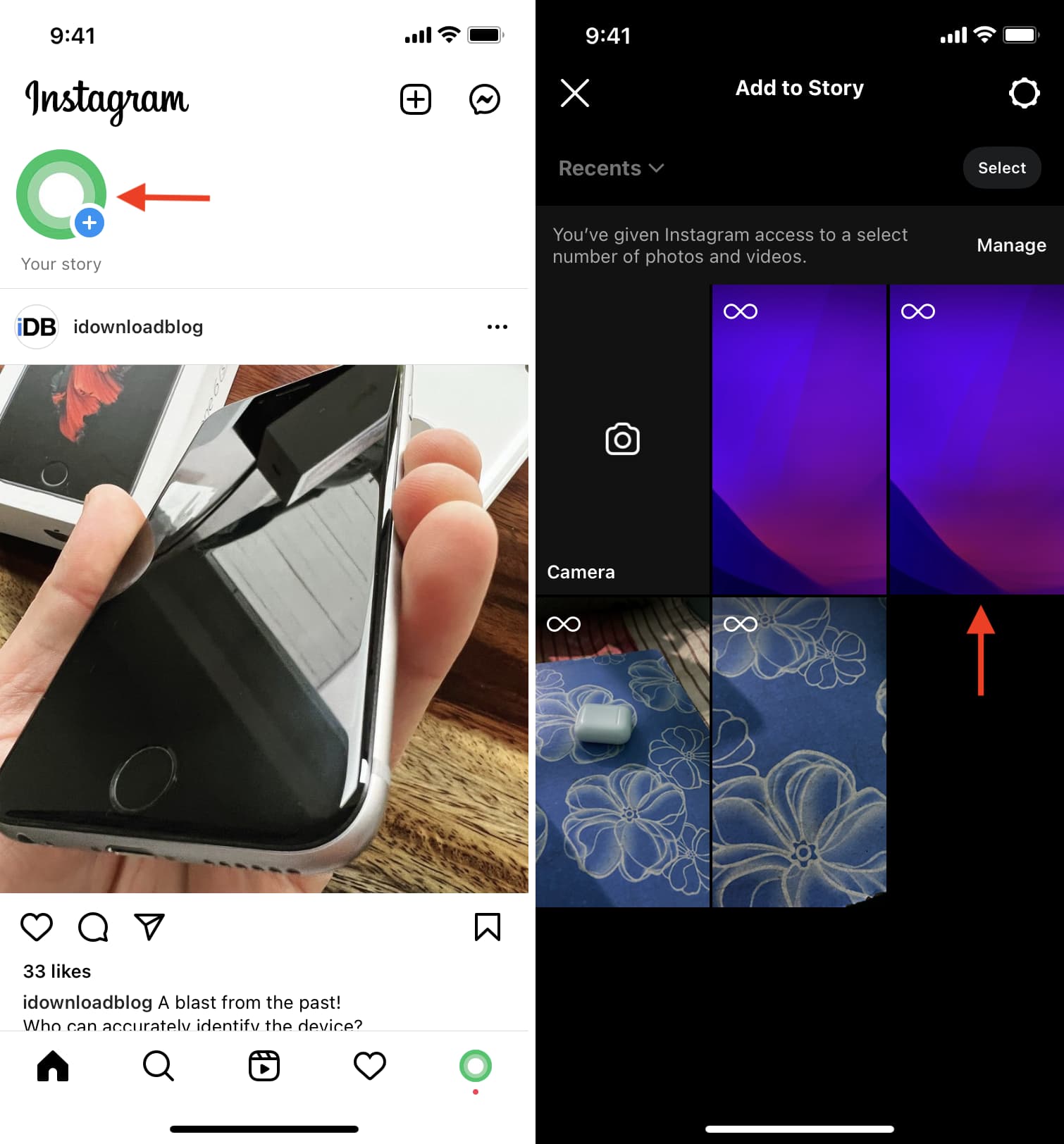 Choose Live Photo to post to Instagram story on iPhone
