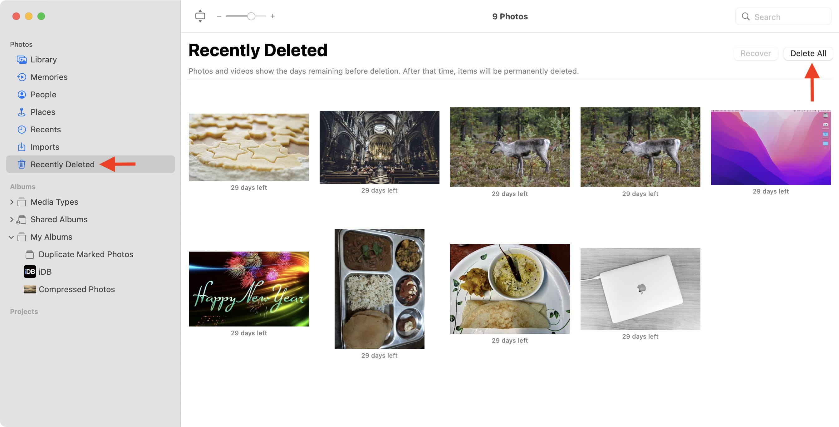 Delete All Recently Deleted duplicate photos on Mac