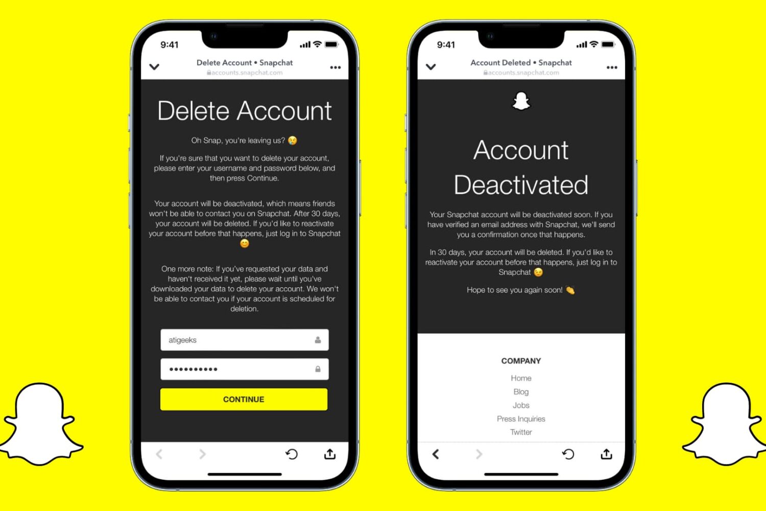 Steps to Delete or Deactivate your Snapchat account