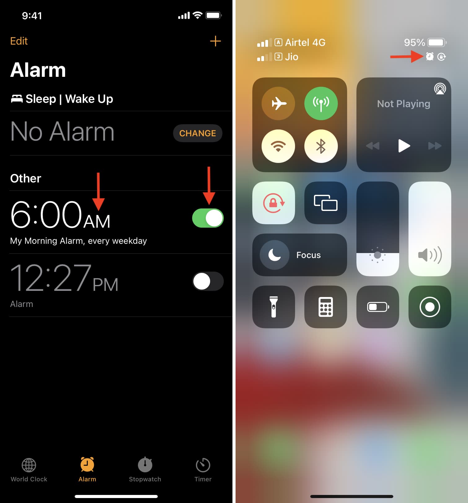 Enable iPhone alarm
