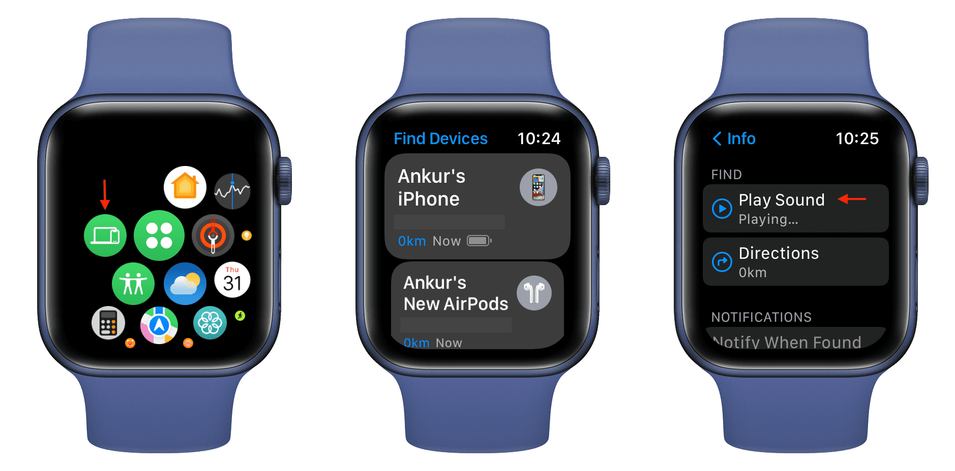 Use Find Devices app on Apple Watch to ping your missing iPhone