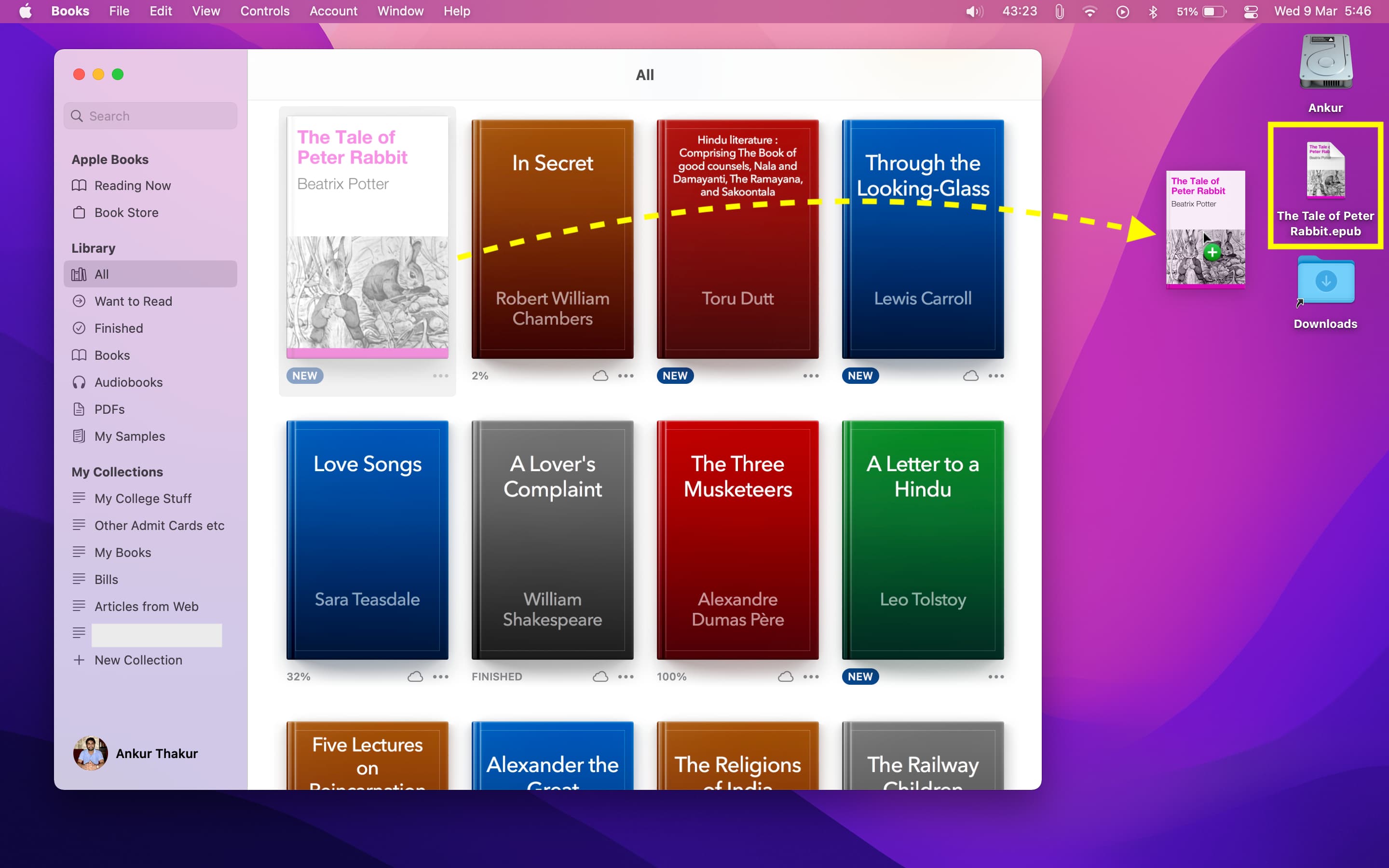 Get book file from the Books app on Mac