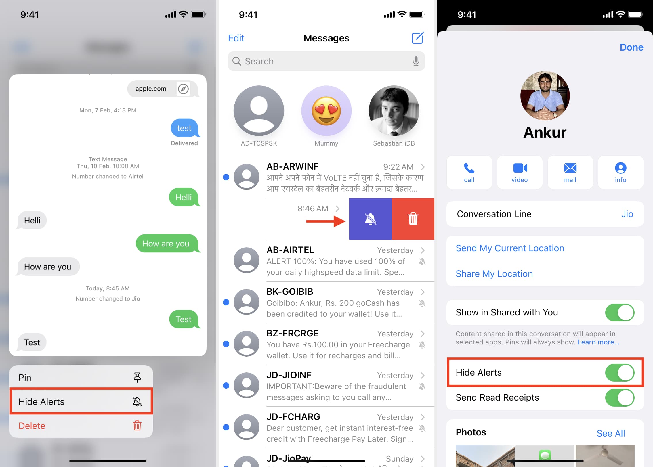 Hide iMessage alerts on iPhone