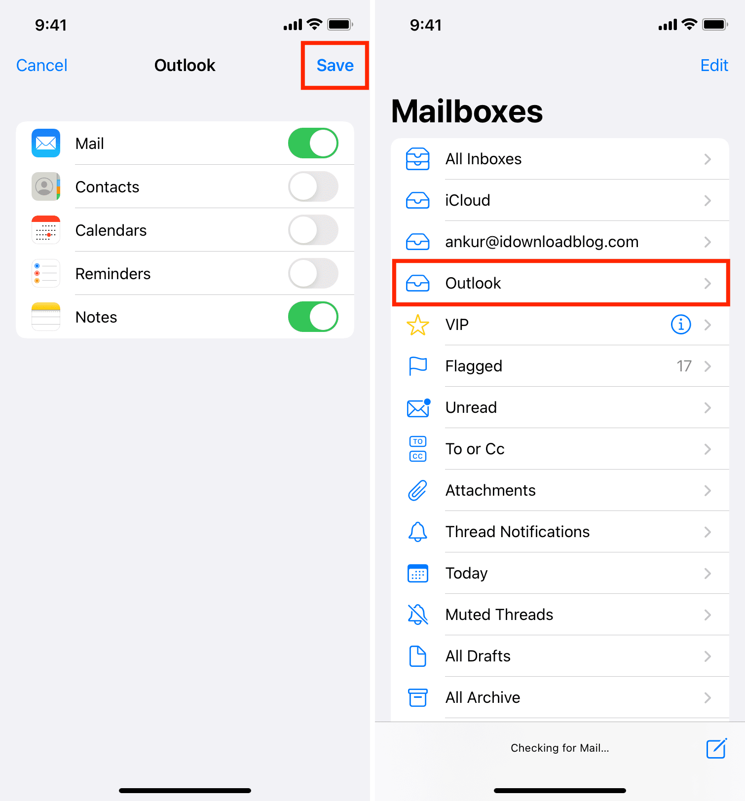 New email account set up in iOS Mail app on iPhone