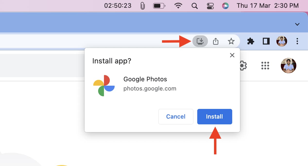 Install Google Photos Chrome app on Mac