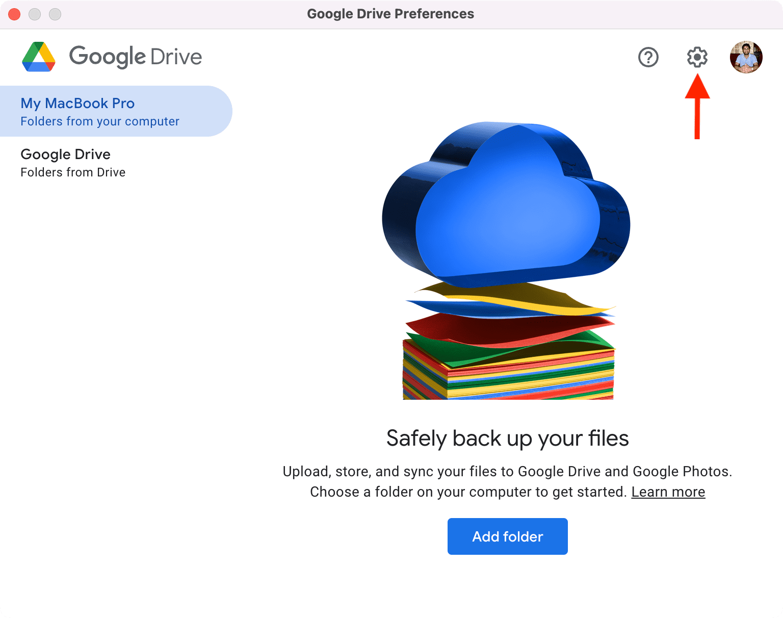Go to Mac Google Drive Preferences