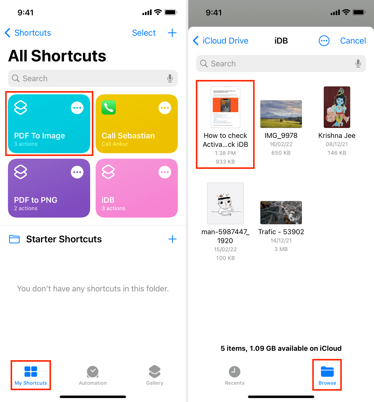 PDF To Image iOS Shortcut on iPhone to convert PDF to JPG or PNG