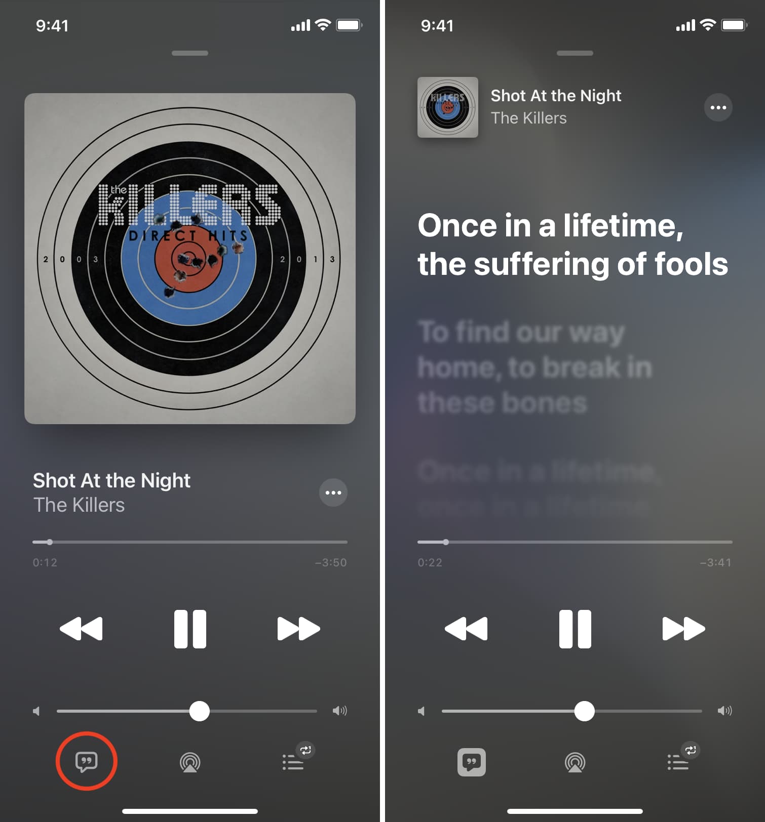 Real-time lyrics in Apple Music on iPhone