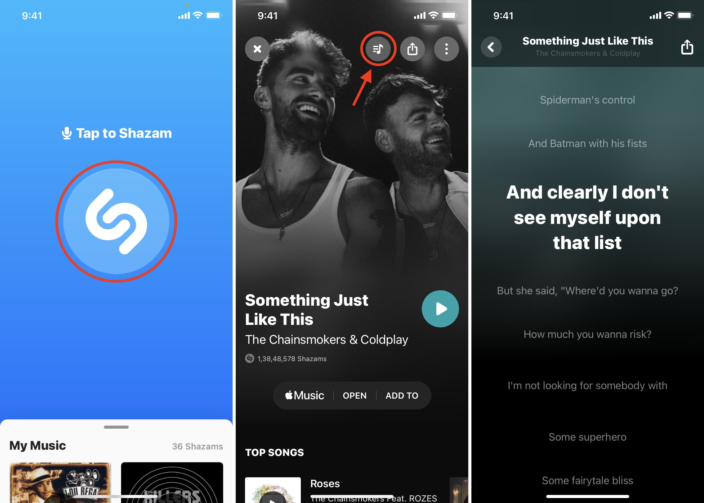 See real-time lyrics in Shazam on iPhone