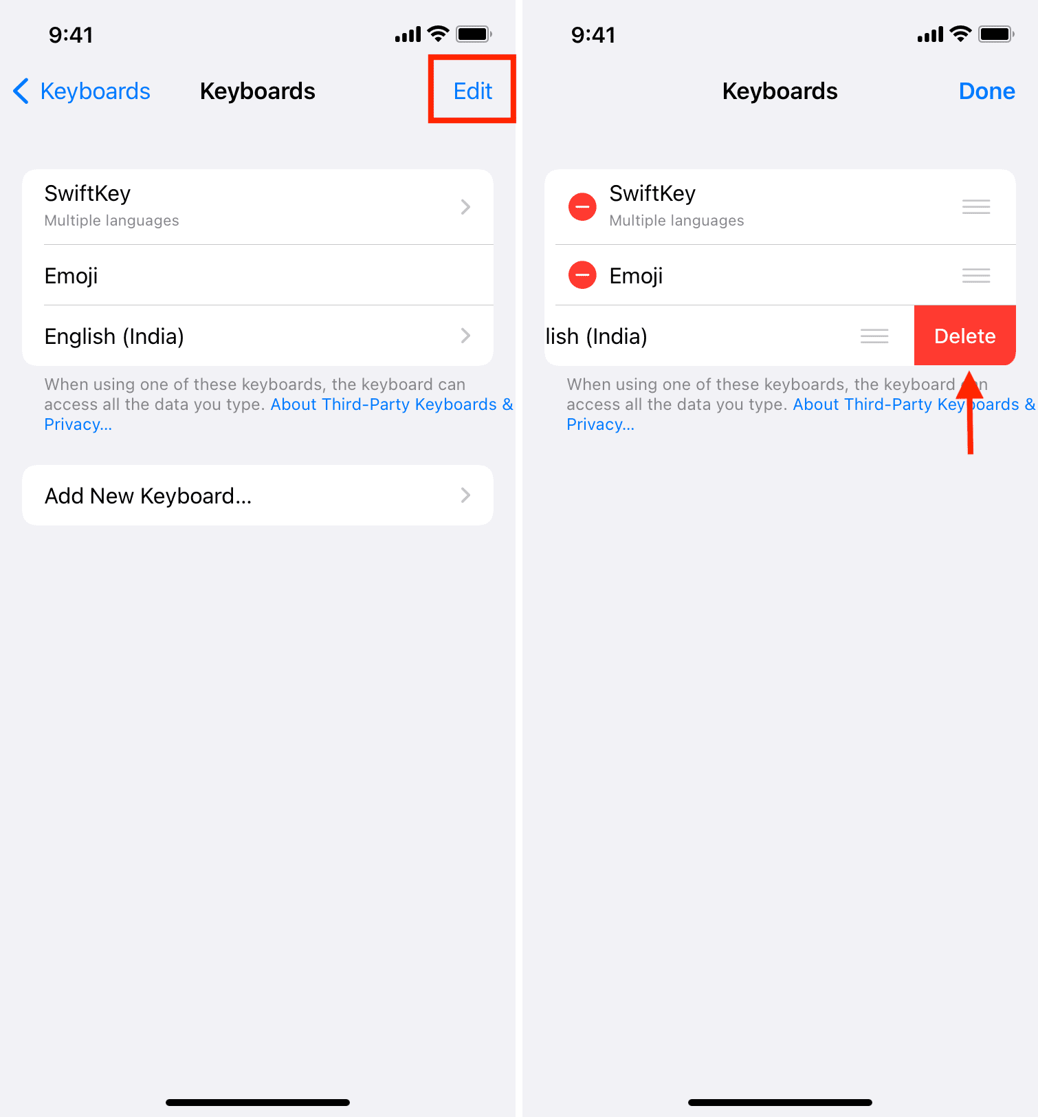 Remove iPhone keyboard and add it again to fix dictation problems