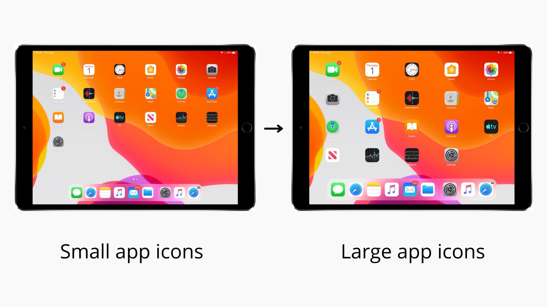 Small and large iPad app icons shown next to each other