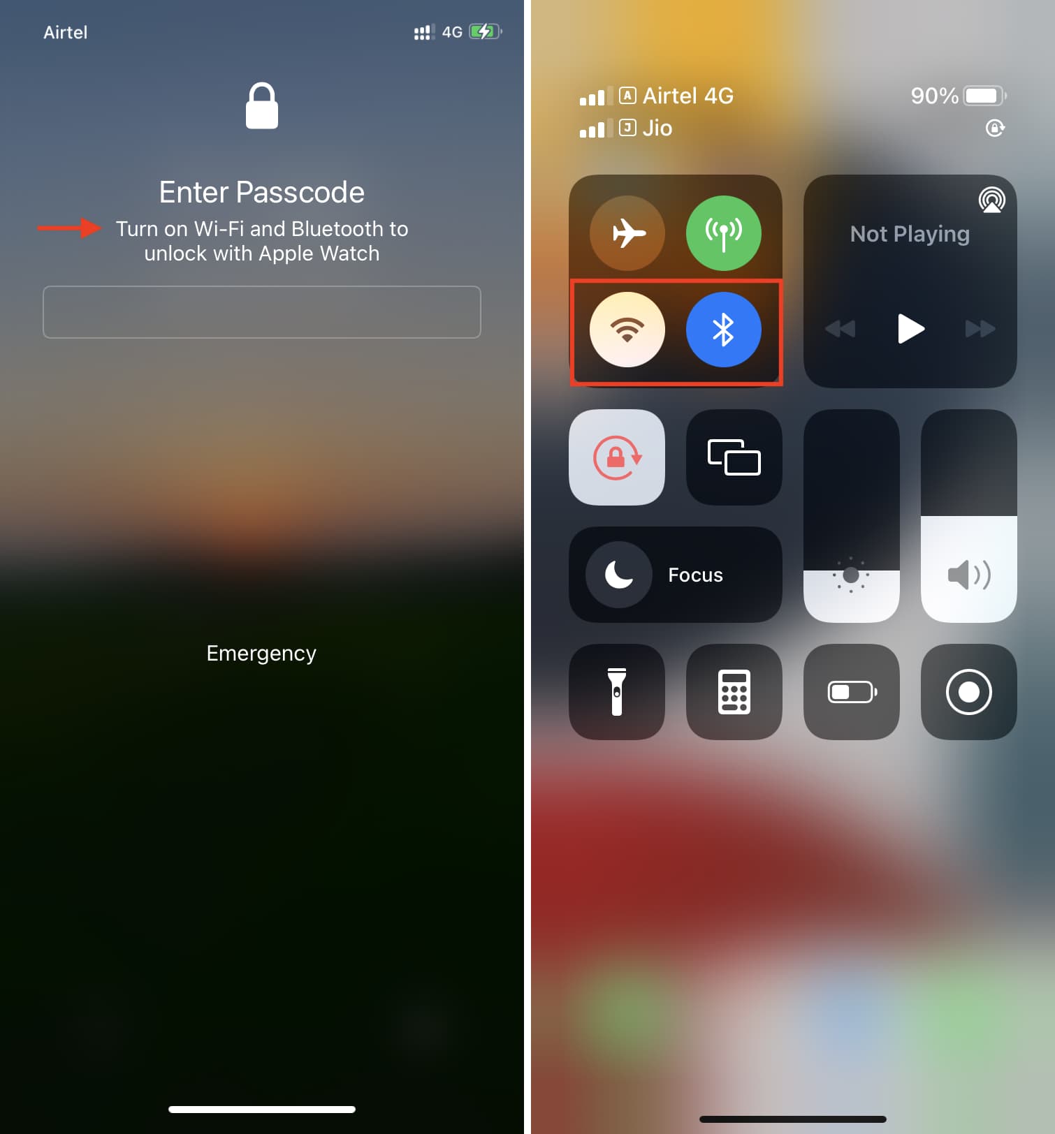 Turn on Wi-Fi and Bluetooth to unlock with Apple Watch