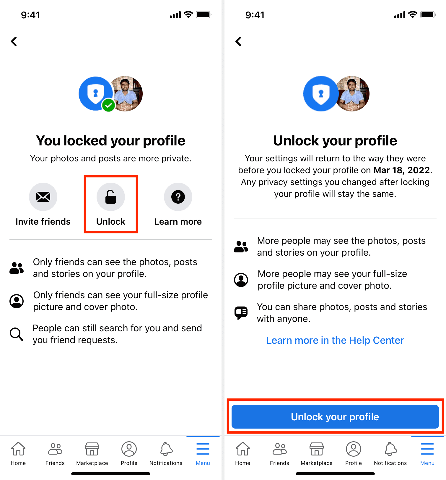 How to lock your Facebook profile from the app or a computer