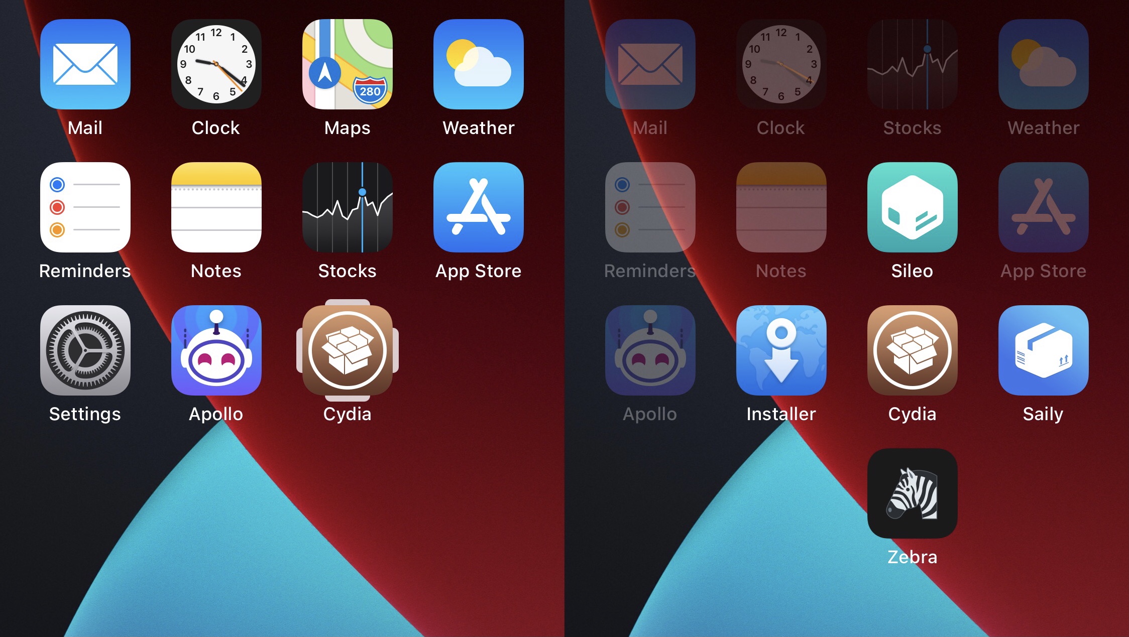Zenith stacks alike apps underneath one another on the Home Screen.