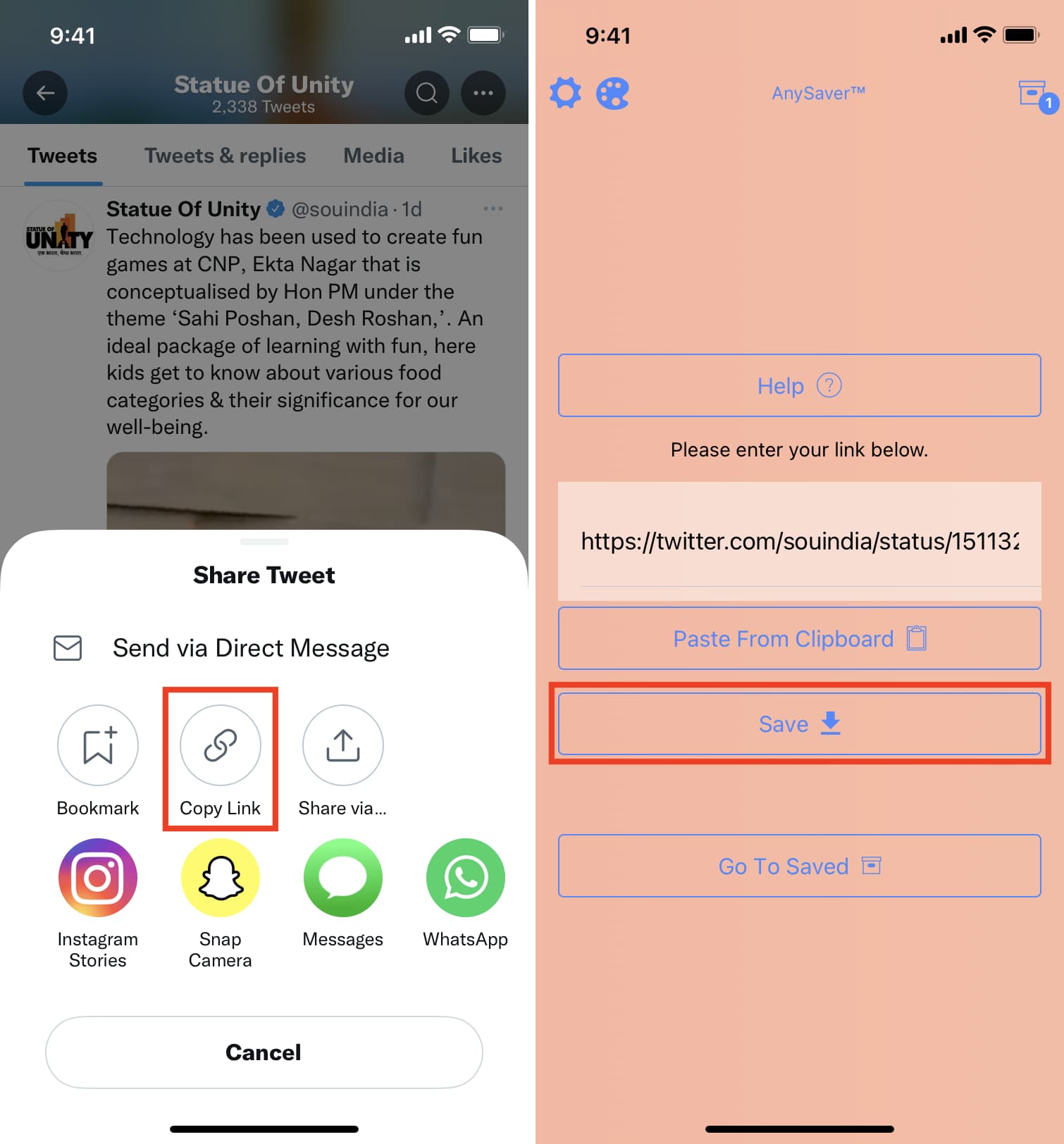 Use AnySave to download Twitter videos on iPhone