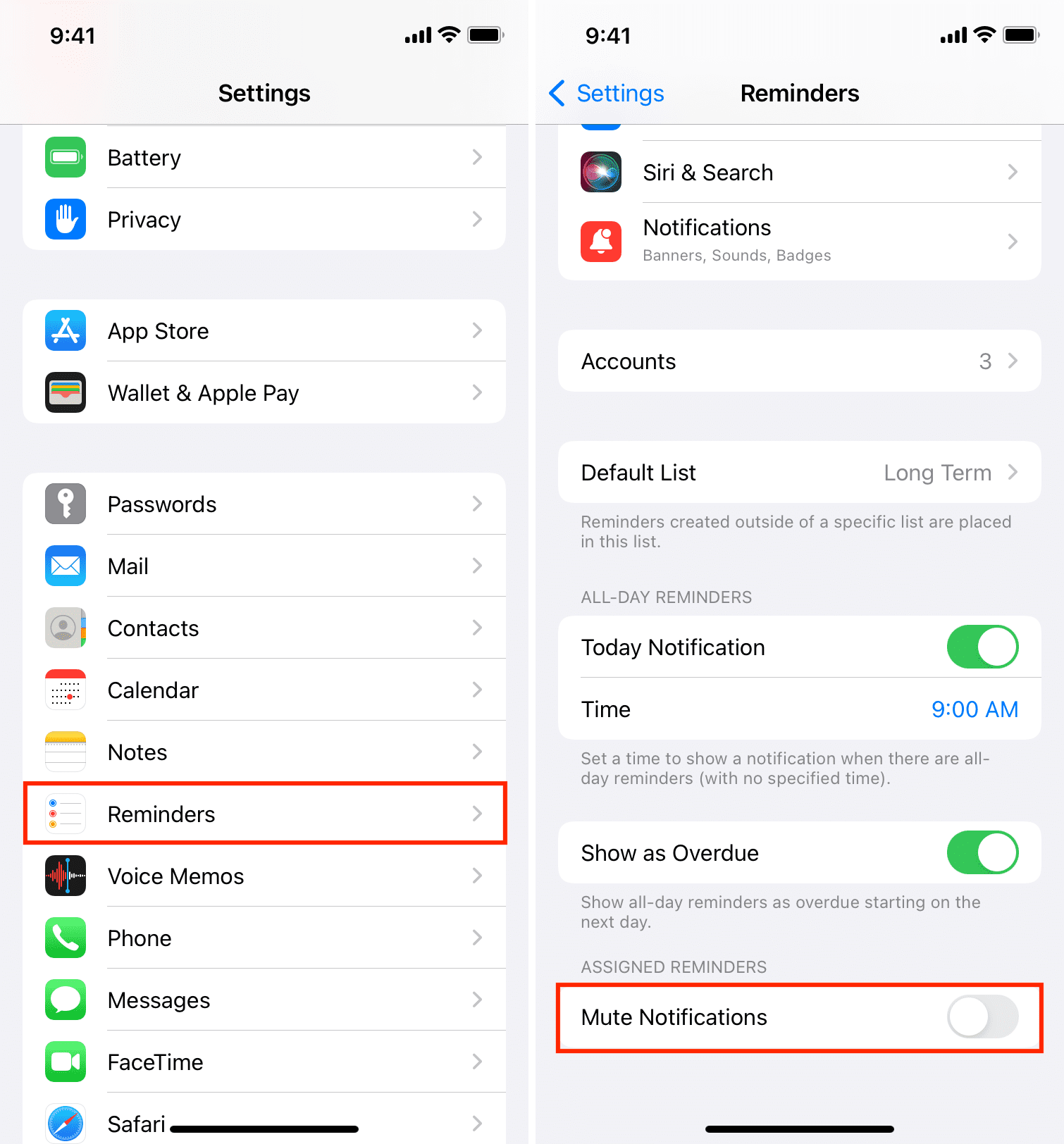 Assigned reminder notifications on iPhone