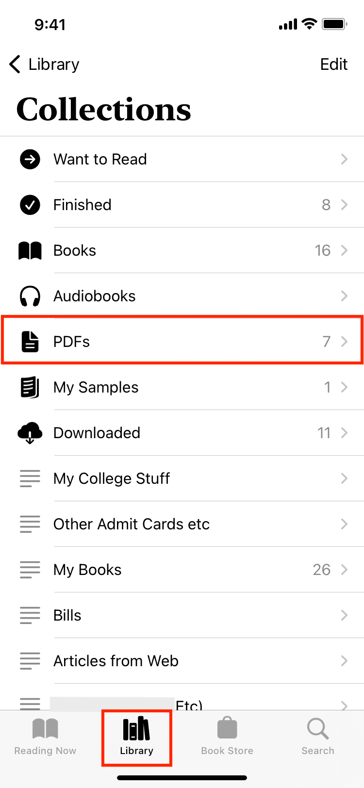 Collections in the Books app on iPhone