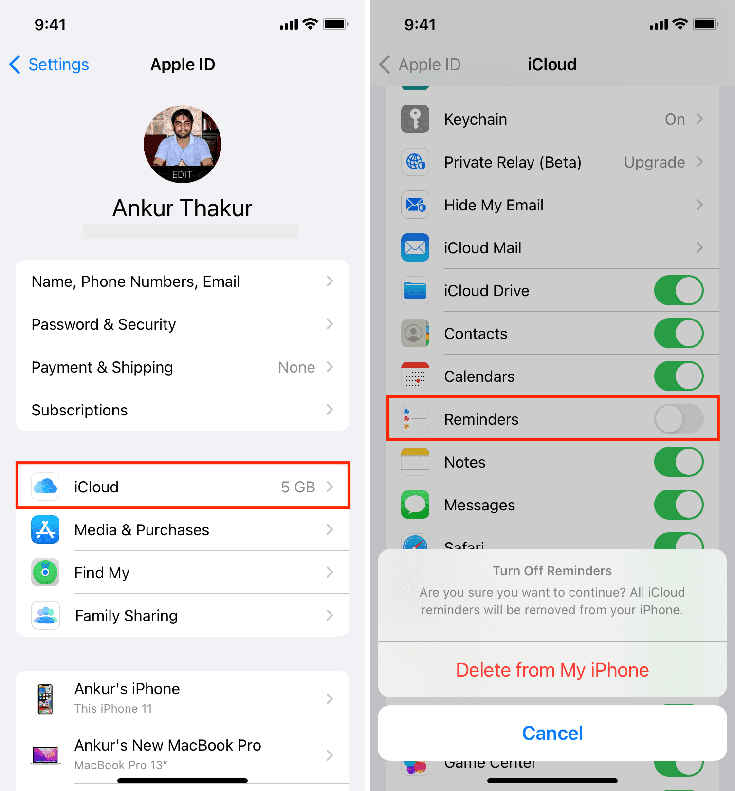 Delete reminders from iPhone and re-sync
