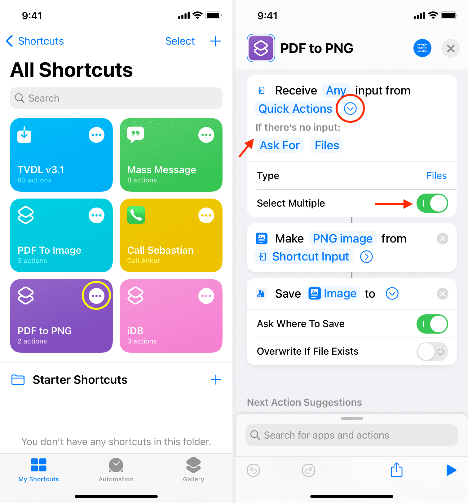 Inspect Siri shortcut to fix it