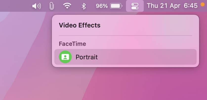Portrait Video Effects during video calls on Mac