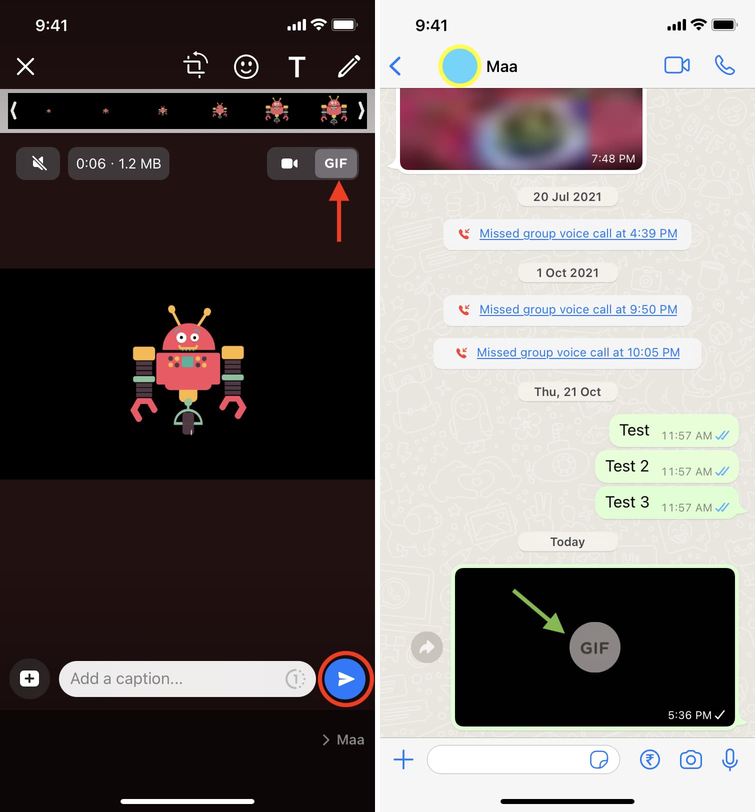 How to send short videos or Live Photos as GIFs on WhatsApp