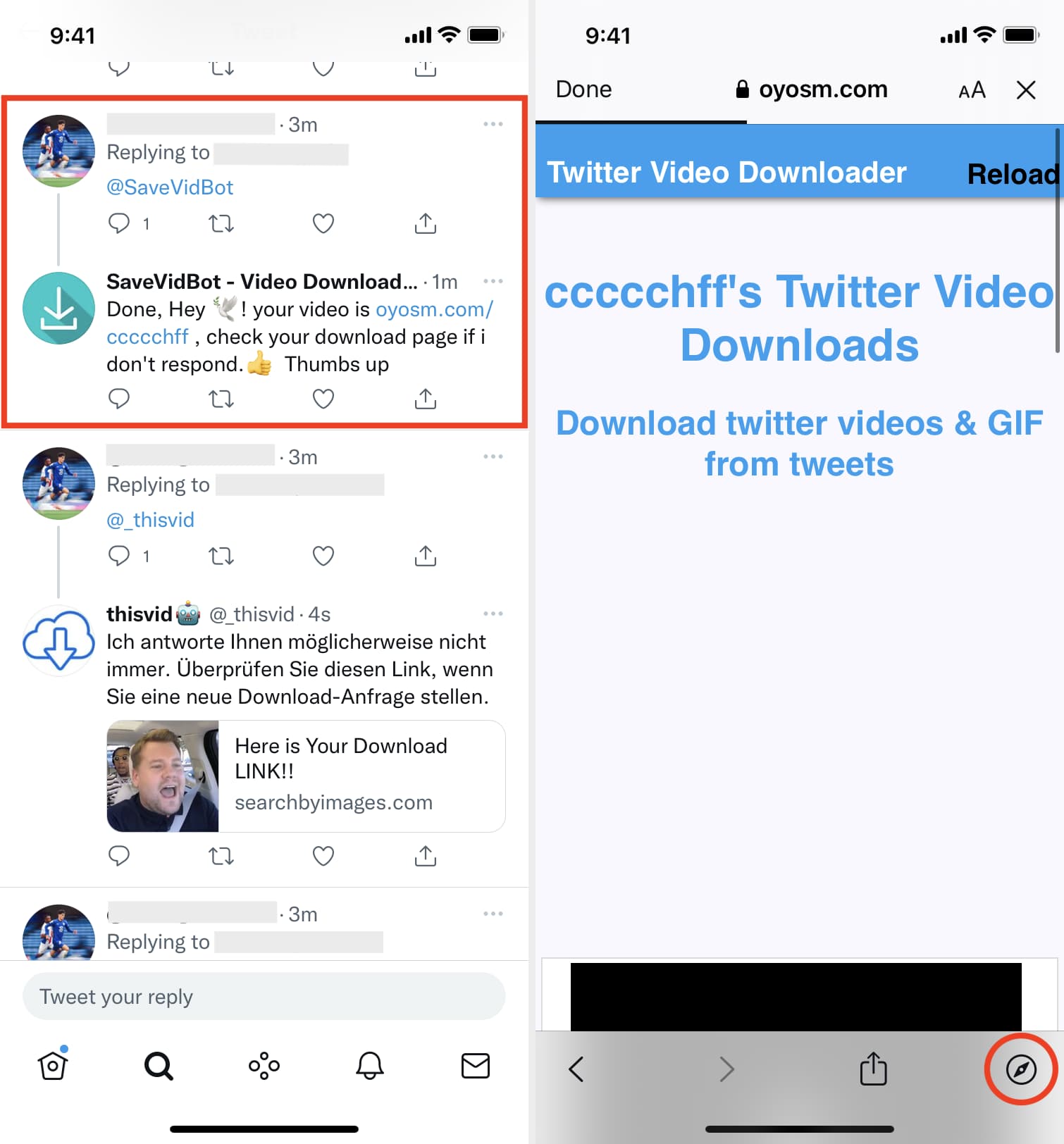 Twitter bot to download video on iPhone