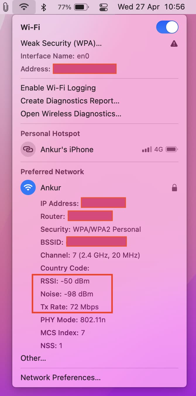 See Wi-Fi details on Mac